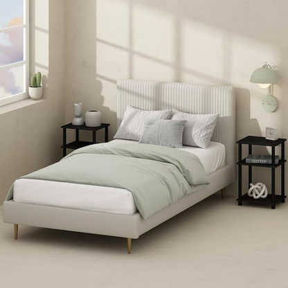 Modern Open Shelf Side Table with 3 Adjustable tiers, Lightweight Plastic Poles, Americano/Black Finish